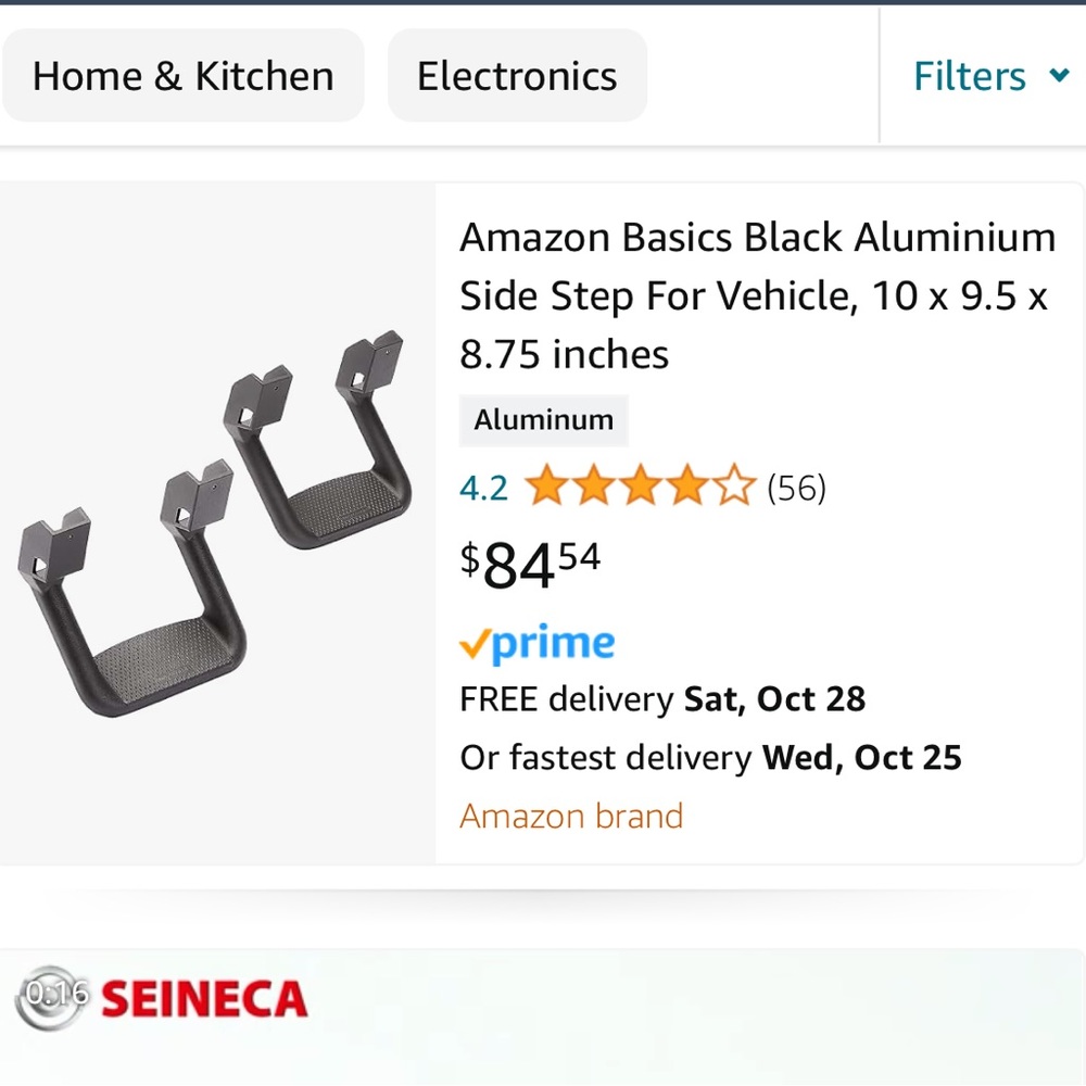 Amazon Basics Black Aluminium Side Step For Vehicle New In The Box